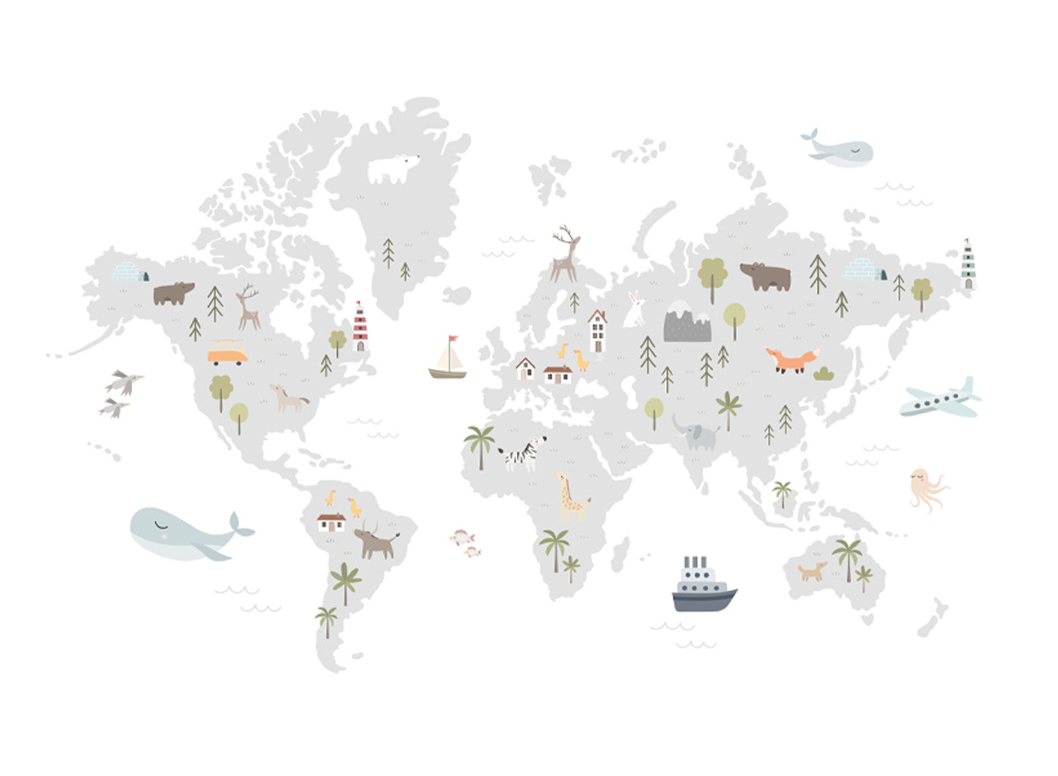 GREY WORLD MAP