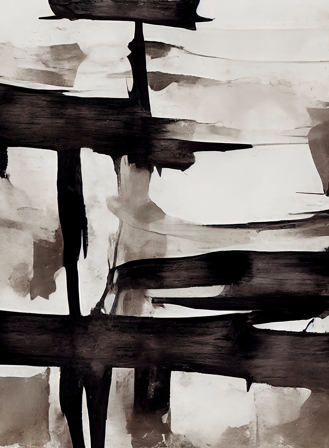 ABSTRACT BEIGE AND BLACK NO2 CANVAS