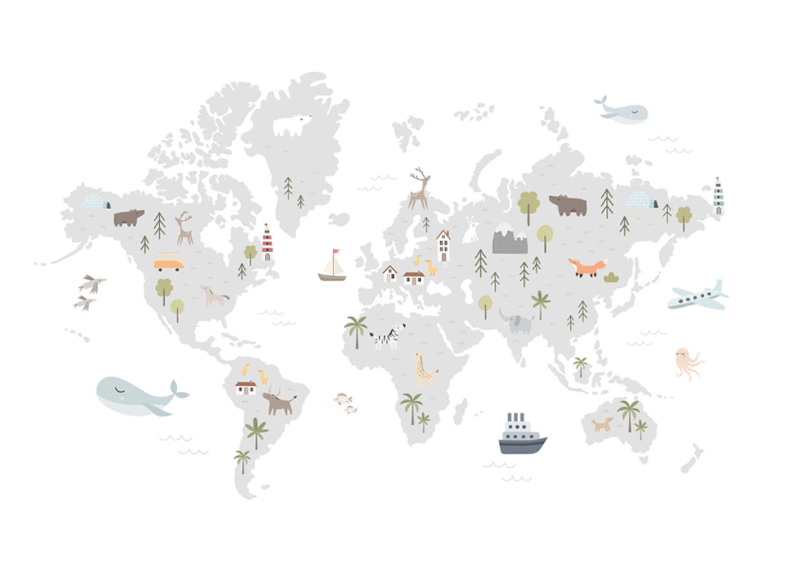 GREY WORLD MAP